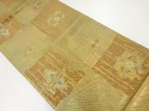 サービス品　リサイクル　変わり市松に抽象花模様織出し袋帯